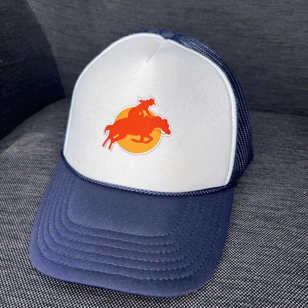 Barstool Sports SnapBack Mesh Trucker Hat Blue White Cowgirl Horse Sun One Size